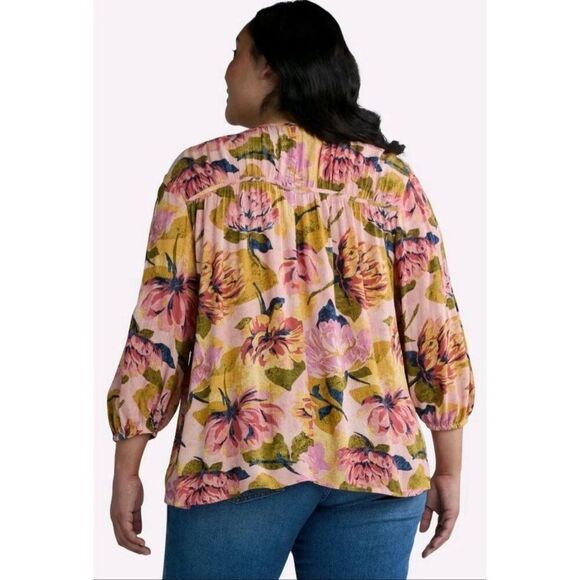Terra & Sky full figure floral blouse plus size 4X - Picture 2 of 12